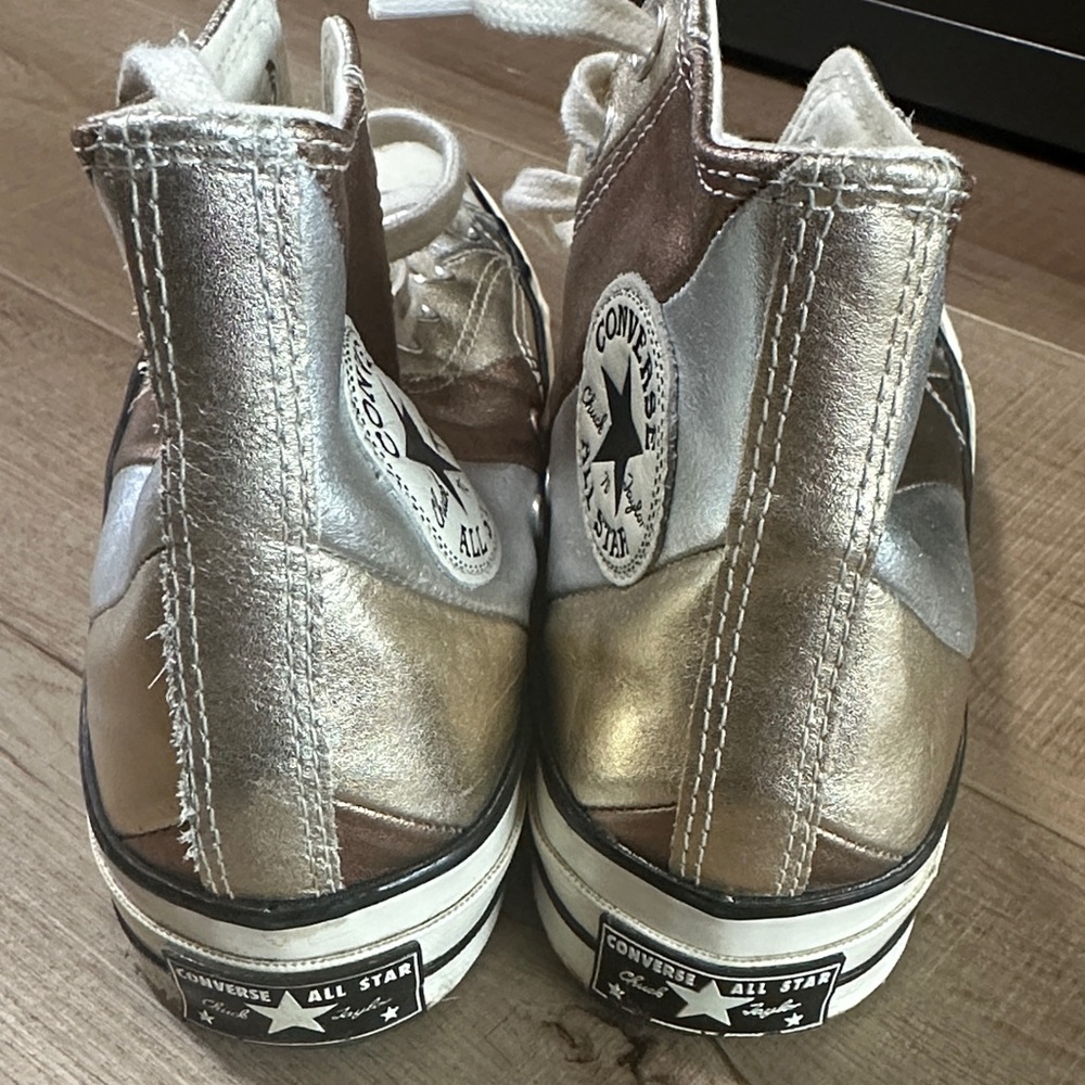 Converse High Top Sneakers in Metallic Gold and Copper-Tone - Picture 6 of 16